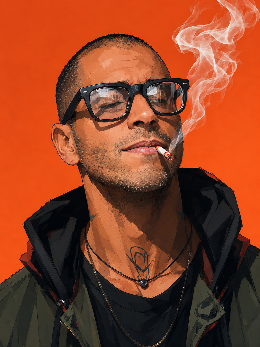 Portrait. Glasses and Cigarette