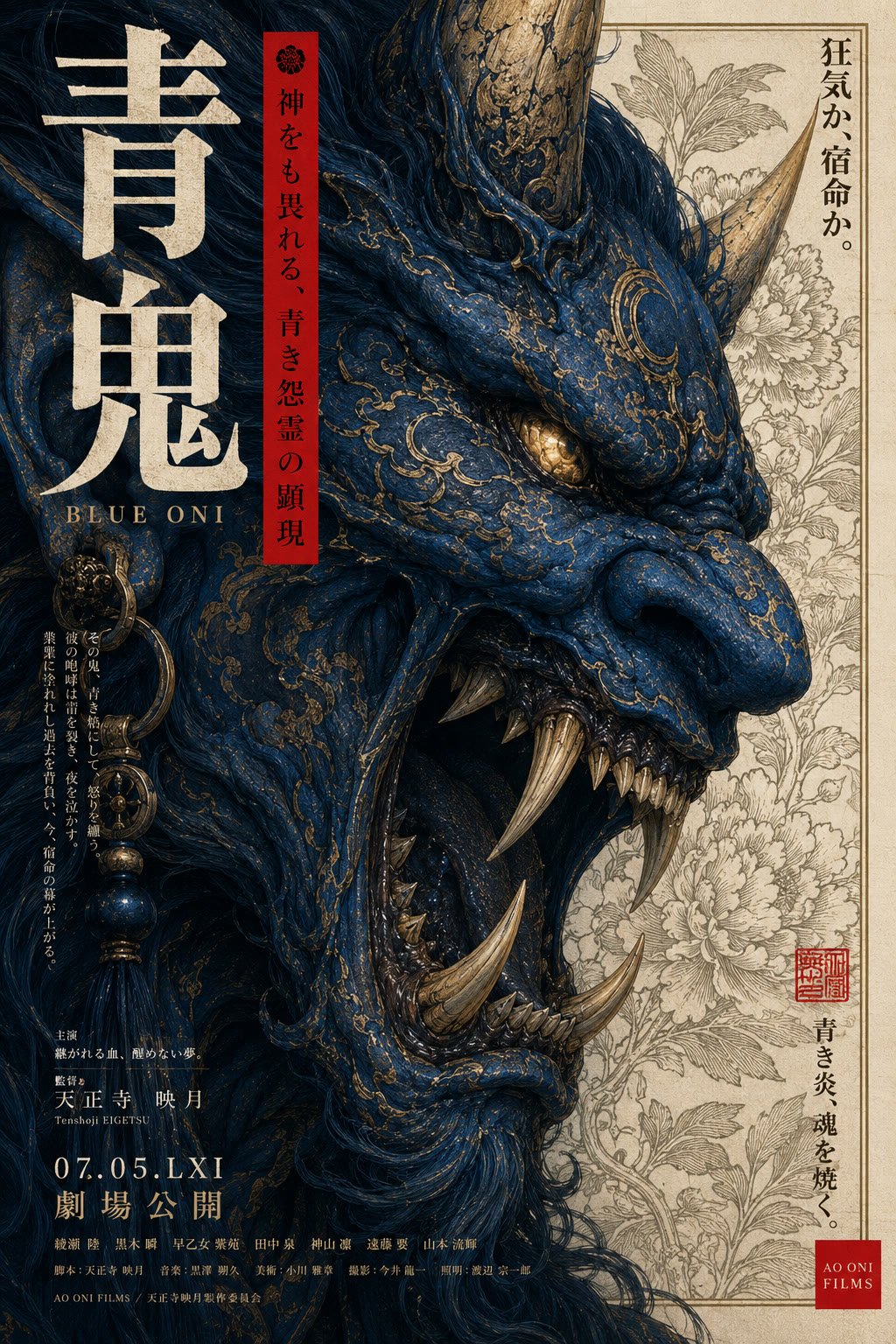 Blue Oni Mask Close-Up