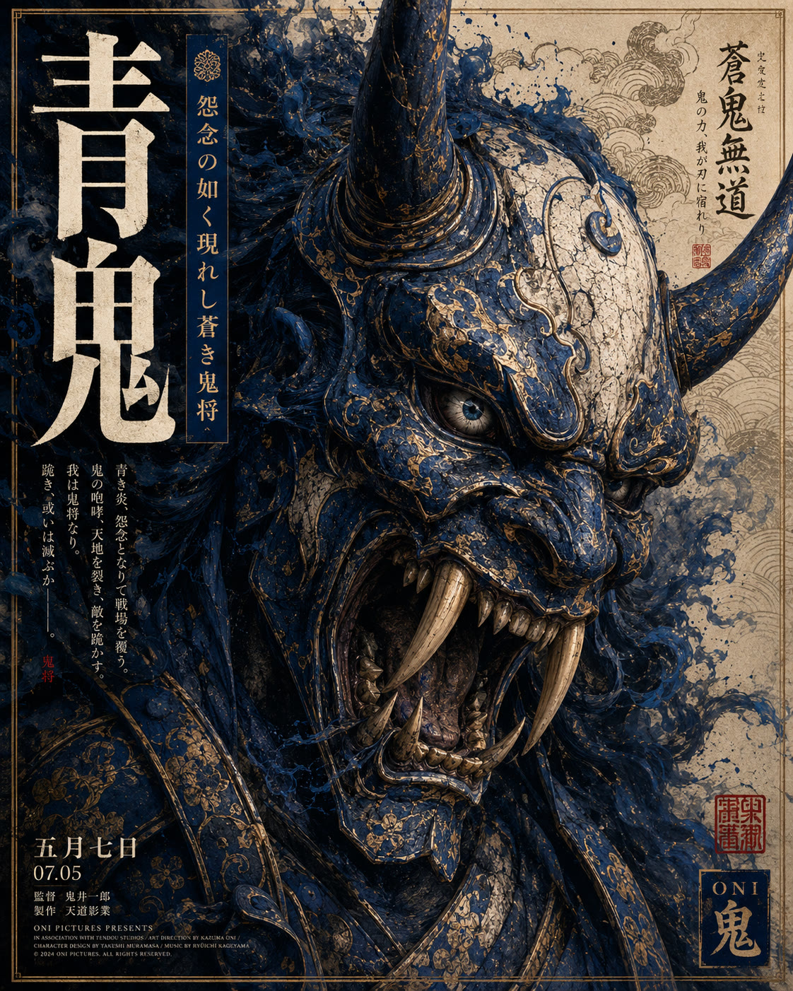 Blue Oni Roar Poster