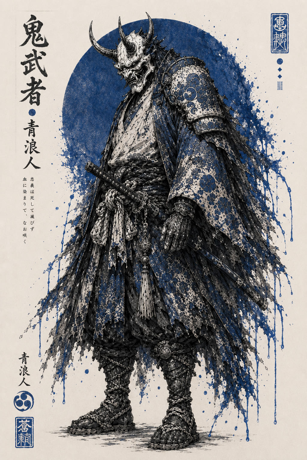 Blue Oni Samurai Standing